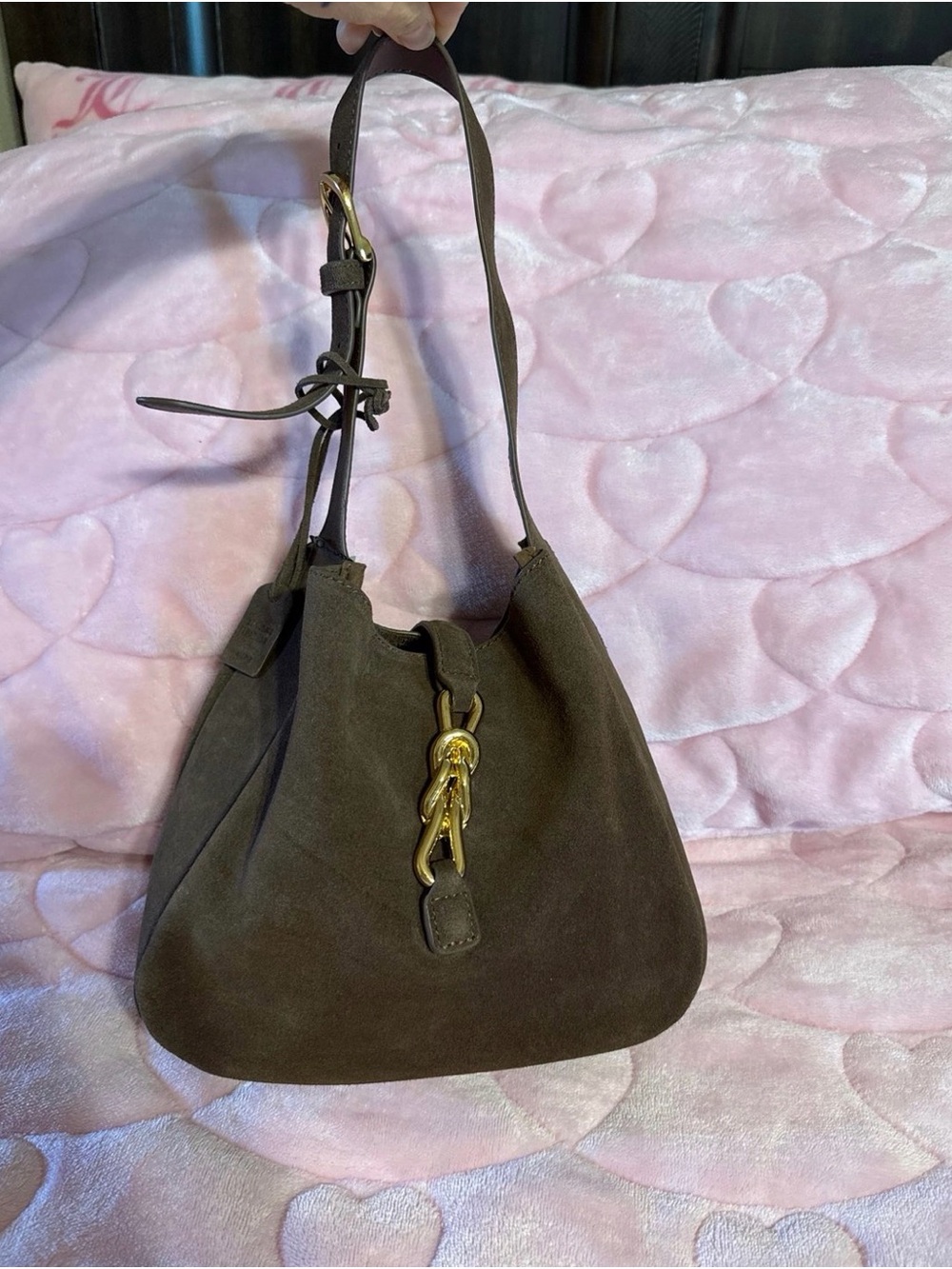 Aldo Soffietta Brown Suede Shoulder Bag